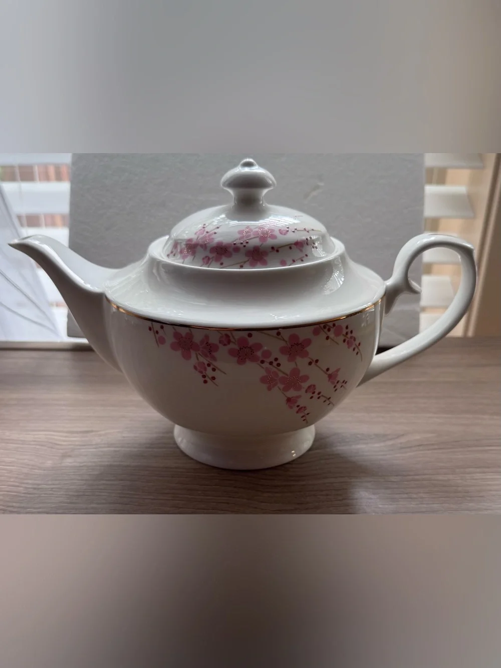 Teavana Sakura Petals Teapot Cherry Blossoms 14K Gold Filigree Trim